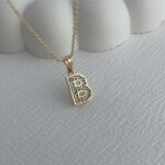 Özel Seri Zirkon Taşlı B Harf Minimal Gold Kolye