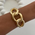 Özel Seri Kalın Örgü Tasarım Gold Kelepçe Bileklik