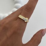 Özel Seri Zirkon Taşlı Marka Model Ayarlanabilir Serenay Gold Yüzük