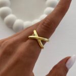 Özel Seri X Tasarım Gold Ayarlanabilir Yüzük