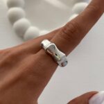Özel Seri Simit Tasarım Gümüş Ayarlanabilir Yüzük