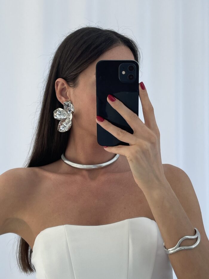 Özel Seri Tırtıklı Marka Model Gümüş Choker Kolye