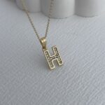 Özel Seri Zirkon Taşlı H Harf Minimal Gold Kolye