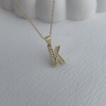 Özel Seri Zirkon Taşlı K Harf Minimal Gold Kolye