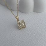 Özel Seri Zirkon Taşlı M Harf Minimal Gold Kolye