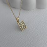 Özel Seri Zirkon Taşlı N Harf Minimal Gold Kolye