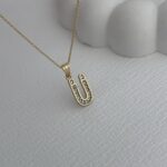Özel Seri Zirkon Taşlı Ü Harf Minimal Gold Kolye