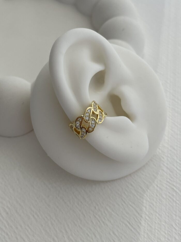 Özel Seri Zirkon Taşlı Gurmet Tasarım Gold Earcuff