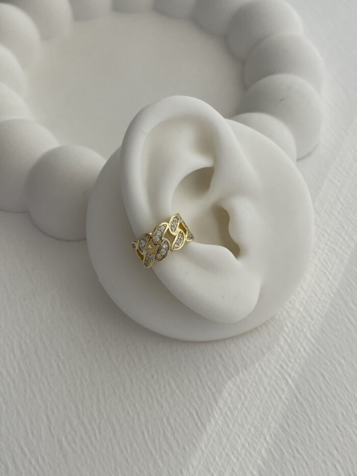 Özel Seri Zirkon Taşlı Gurmet Tasarım Gold Earcuff