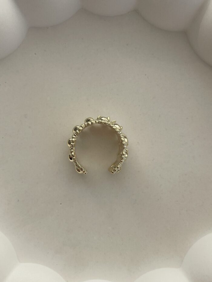 Özel Seri Zirkon Taşlı Kalp Tasarım Gold Earcuff