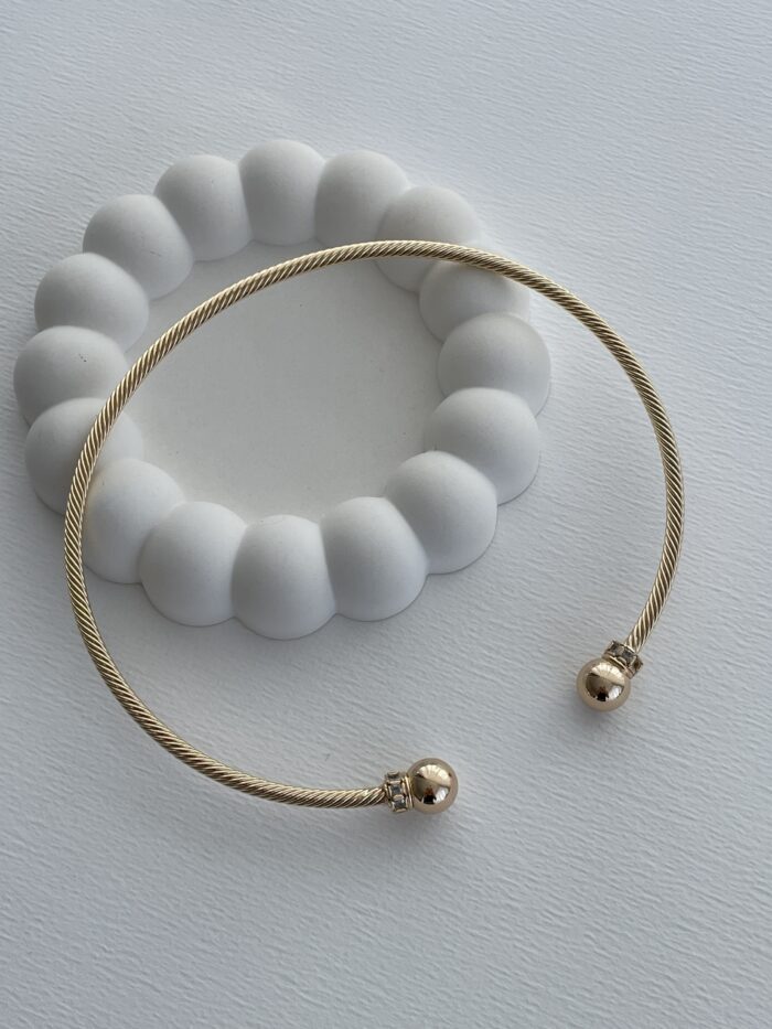 Özel Seri İki Ucu Zirkon Taşlı Gold Choker Kolye