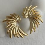 Özel Seri Melek Kanadı Tasarım Gold Küpe