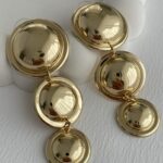 Özel Seri Üçlü Yuvarlak Tasarım Maksi Boy Gold Küpe
