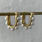 Özel Seri Gold İnci Tasarım Halka Küpe