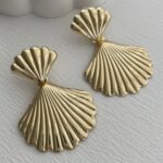Özel Seri İkili Deniz Kabuğu Tasarım Gold Küpe