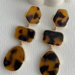 Özel Seri Üçlü  Leopar Desen Gold Küpe