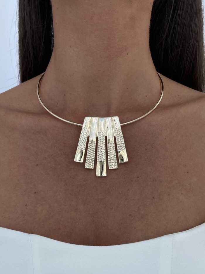 Özel Seri Sobek Geometrik Tasarım Desenli Gold Choker Kolye