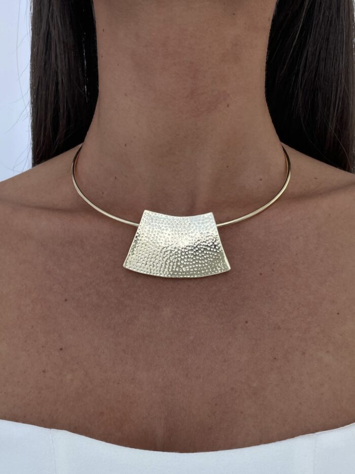 Özel Seri Osiris Geometrik Tasarım Desenli Gold Choker Kolye