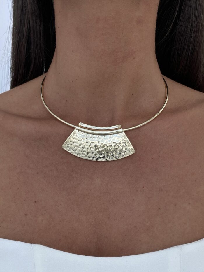 Özel Seri Anubis Geometrik Tasarım Desenli Gold Choker Kolye