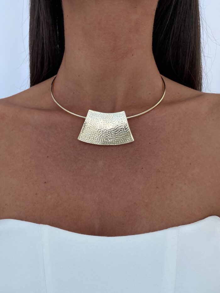 Özel Seri Osiris Geometrik Tasarım Desenli Gold Choker Kolye