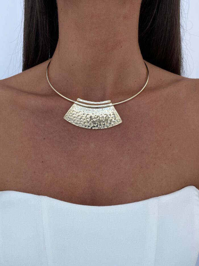 Özel Seri Anubis Geometrik Tasarım Desenli Gold Choker Kolye