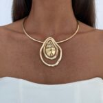 Özel Seri Soyut Damla Tasarım Gold Choker Kolye