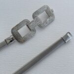 Geometrik Metal Tasarım Tırtık Desen Lastikli Gümüş Kemer