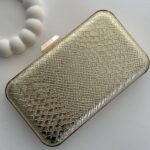 Ser Giallo - Gold Yılan Derisi Clutch Çanta