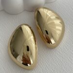 Özel Seri Asimetrik Kıvrım Gold Büyük Küpe