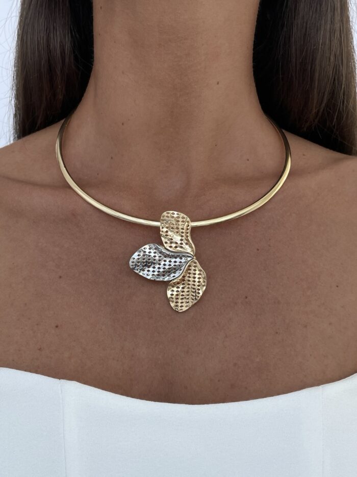 Özel Seri Gold & Gümüş Yaprak Tasarım Choker Kolye