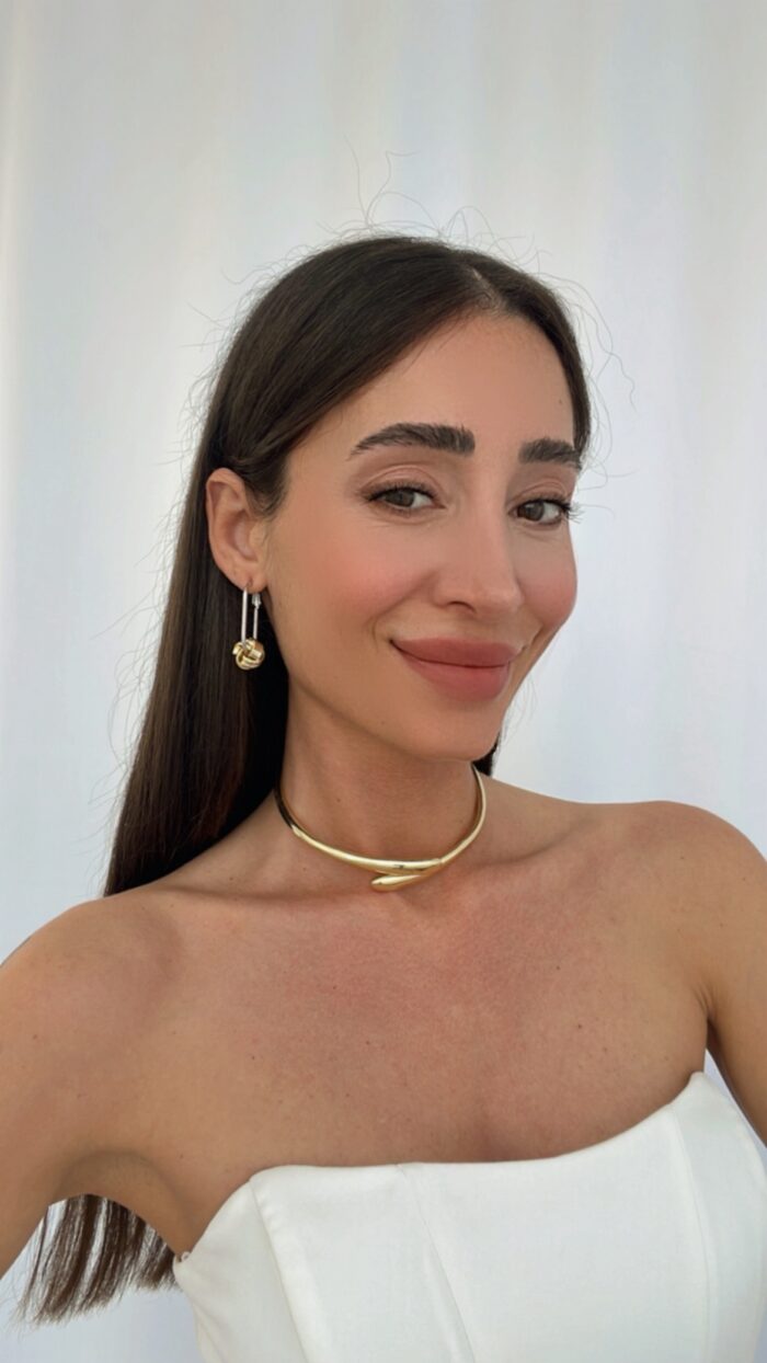 Özel Seri İnce Damla Tasarım Gold Choker Kolye