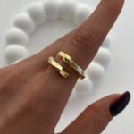 Özel Seri Geometrik Desen Ayarlanabilir Gold Yüzük