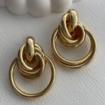 Özel Seri Geçmeli Büyük Boy Halka Gold Küpe