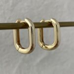 Özel Seri  Dikdörtgen Oval Gold Küpe