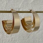 Özel Seri Marka Model Üçlü Plaka Maksi Boy Gold Küpe
