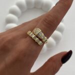Özel Seri Yılan Tasarım Ayarlanabilir Gold Yüzük
