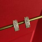 NS-XUPING Minik Zirkon Taşlı Oval Gold Halka Küpe