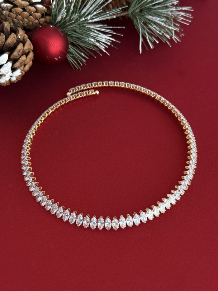 NS-Damla Taş Model Gold Choker Kolye