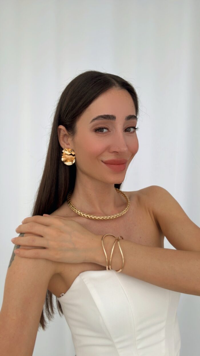 Özel Seri Örgü Tasarım Gold Choker Kolye