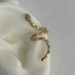 Özel Seri Yılan Tasarım Zirkon Taş Gold Earcuff