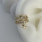 Özel Seri İkili Zirkon Taş Yıldız Detay Gold Earcuff