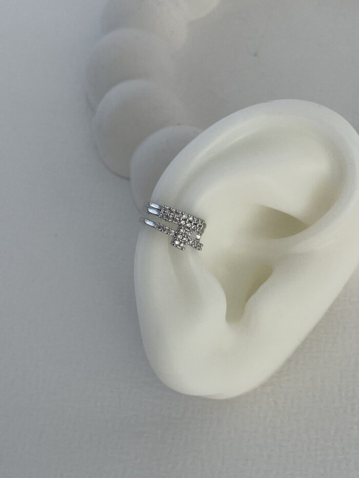 Özel Seri Üçlü Ayrık Zirkon Taş Gümüş Earcuff