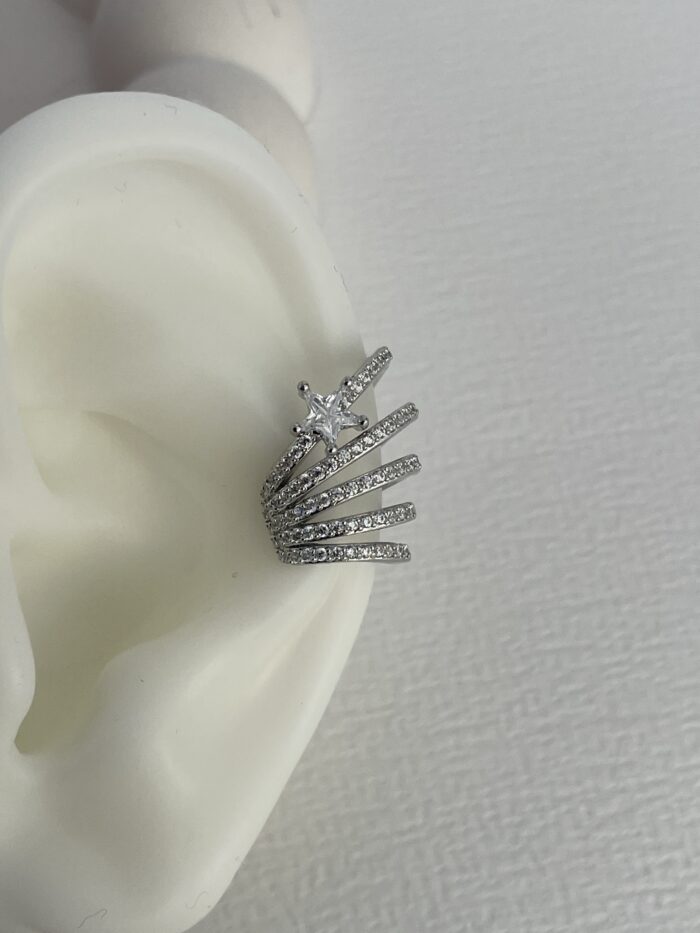 Özel Seri Beşli Zirkon Taş Yıldız Tasarım Gümüş Earcuff