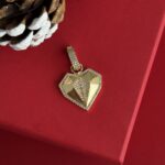 NS- Zirkon Taşlı Kalp Tasarım Gold Charm Uç