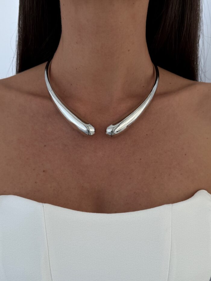 Özel Seri ZR Model Damla Tasarım Gümüş Choker Kolye