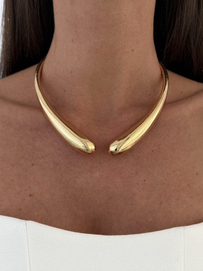 Özel Seri ZR Model Damla Tasarım Gold Choker Kolye