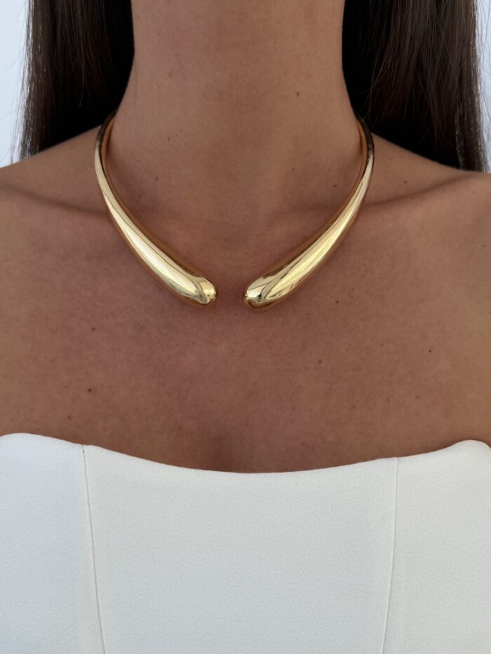 Özel Seri ZR Model Damla Tasarım Gold Choker Kolye