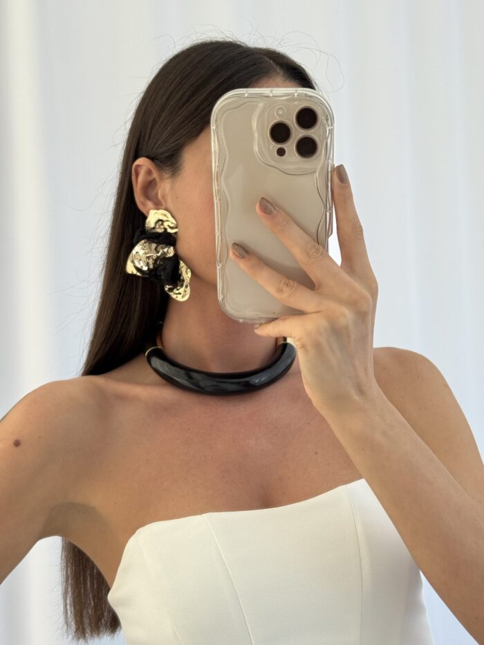 Özel Seri Marka Model Gold & Siyah Choker Kolye