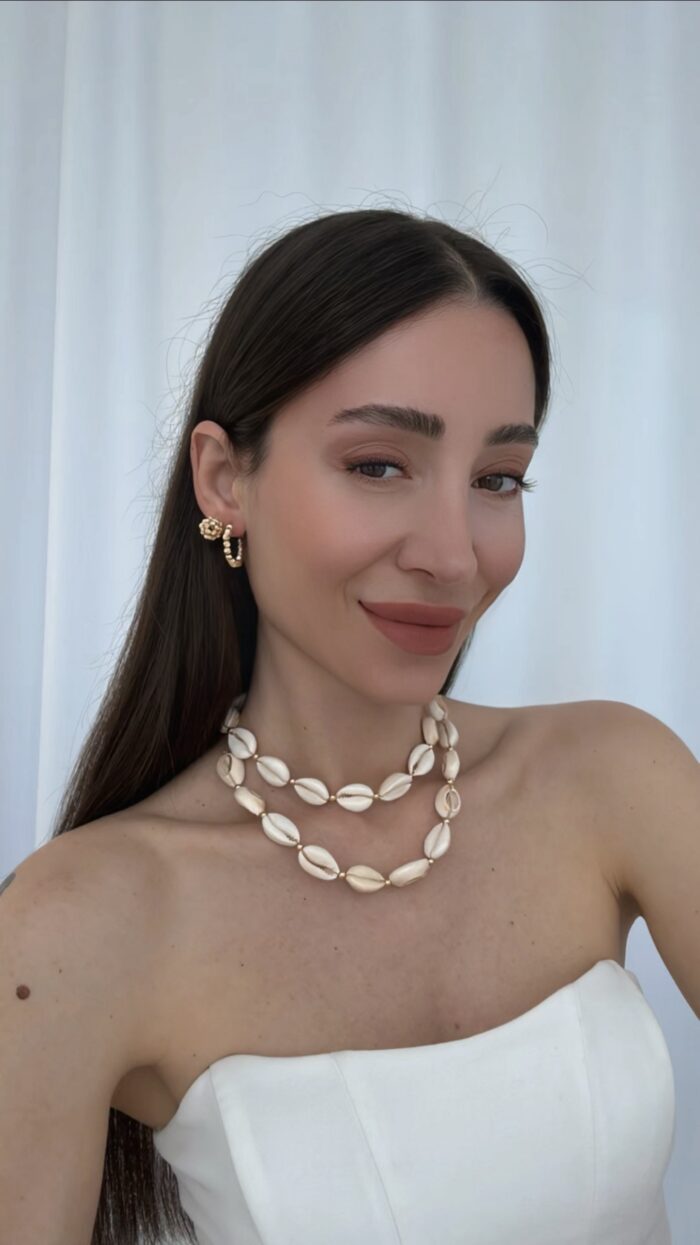 Özel Seri Dorika Boncuk Gold Halka Küpe
