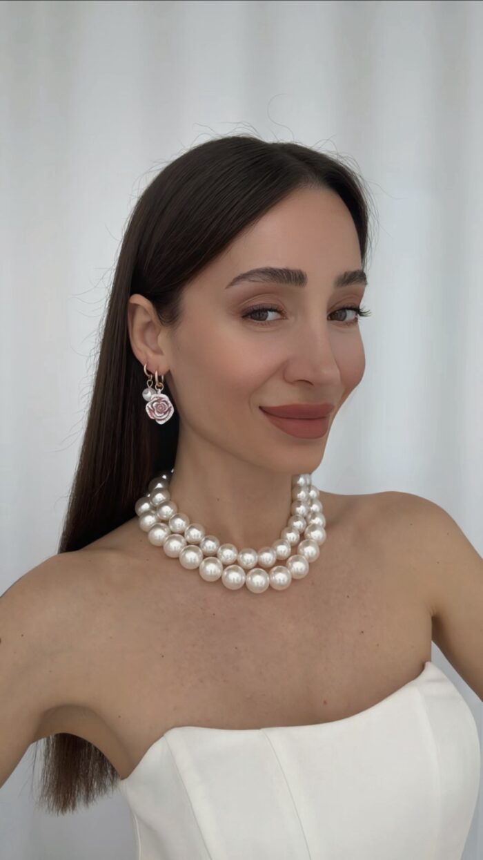 Özel Seri ZR Model Kalp & Gül Tasarım Gold Küpe Seti